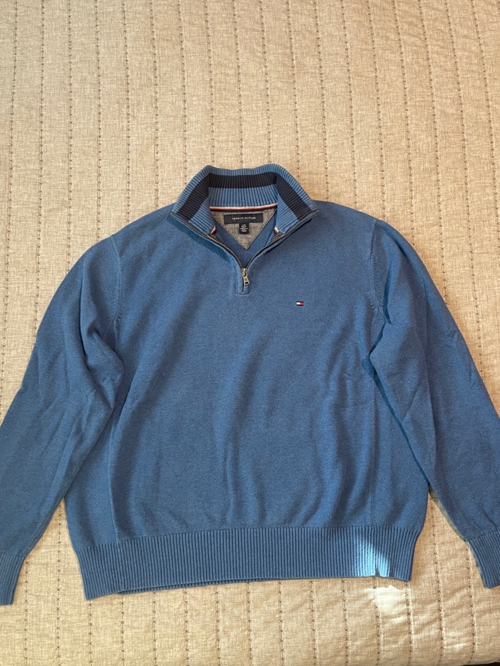 Tommy Hilfiger Men's Blue Quarter-Zip Sweater